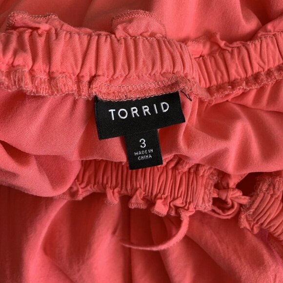 Torrid Midi Challis Tie-Front Skater Dress Size 3 3XL Pink Coral Short Sleeve - Picture 9 of 13
